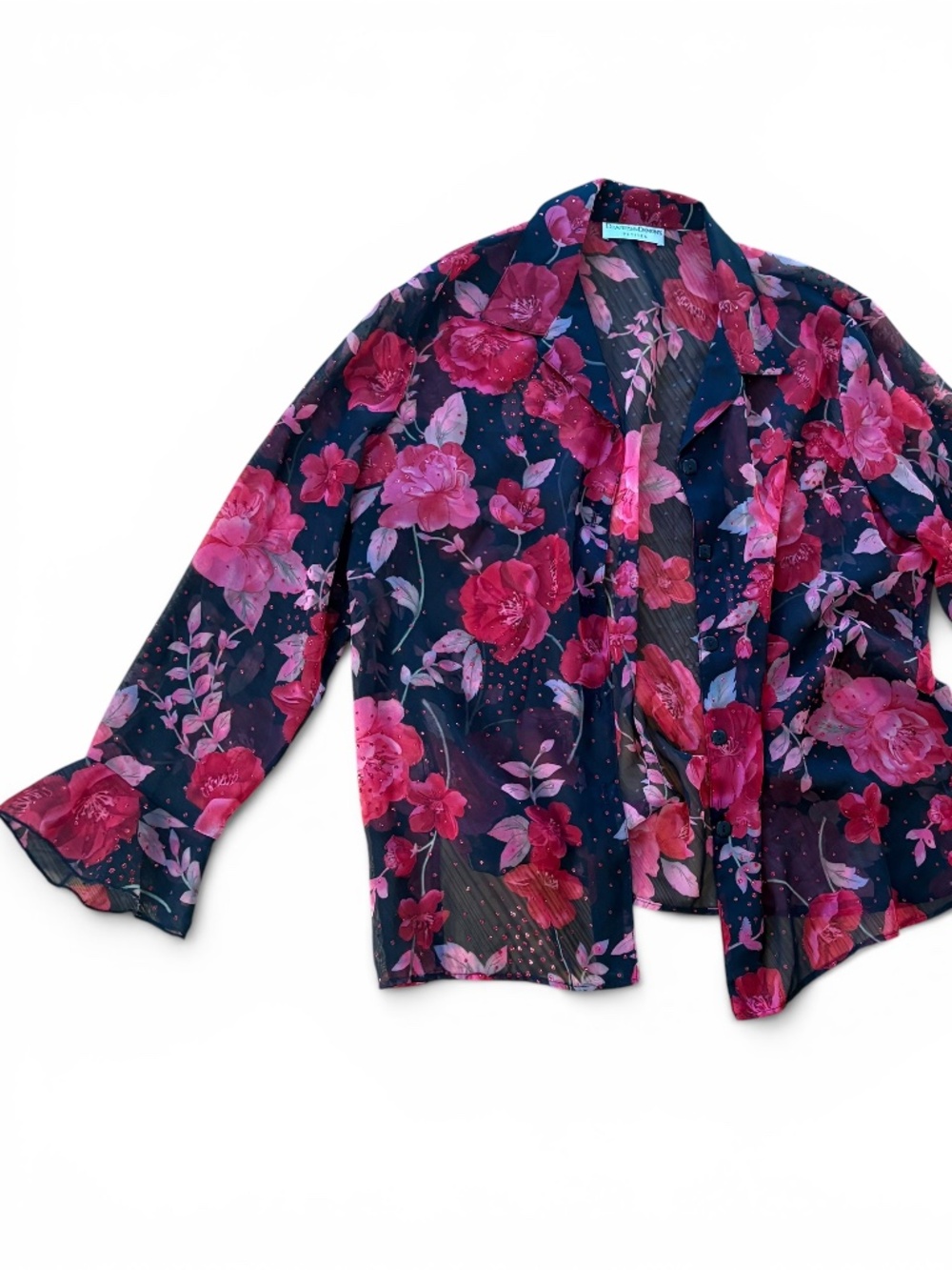Vintage Sheer Floral Button Down Shirt